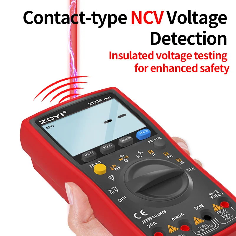 High Precision ZOYI ZT219 Smart Multimeter Professional 19999 Counts AC Voltage Current Capacitance Resistance Tester
High Precision ZOYI ZT219 Smart Multimeter Professional 19999 Counts AC Voltage Current Capacitance Resistance Tester