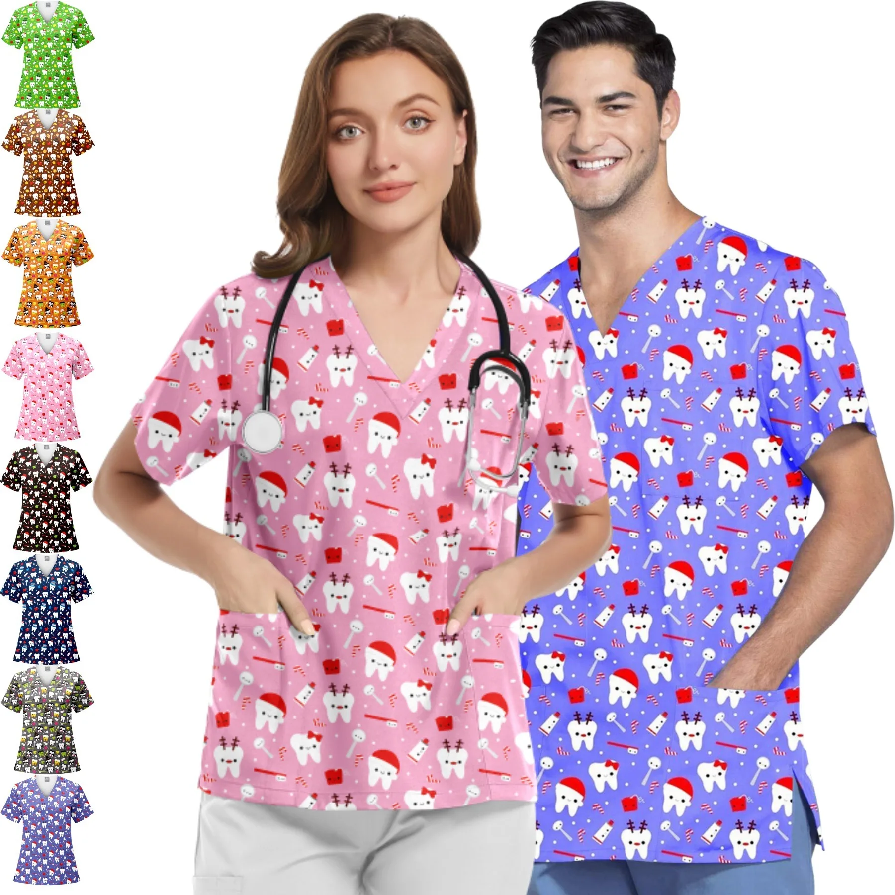 Christmas Print Surgery Top Women with Pocket V-Neck Scrub Uniform Spa Caring T-Shirt Pet Grooming Surgical Nurse Scrubs Uniform
Christmas Print Surgery Top Women with Pocket V-Neck Scrub Uniform Spa Caring T-Shirt Pet Grooming Surgical Nurse Scrubs Uniform