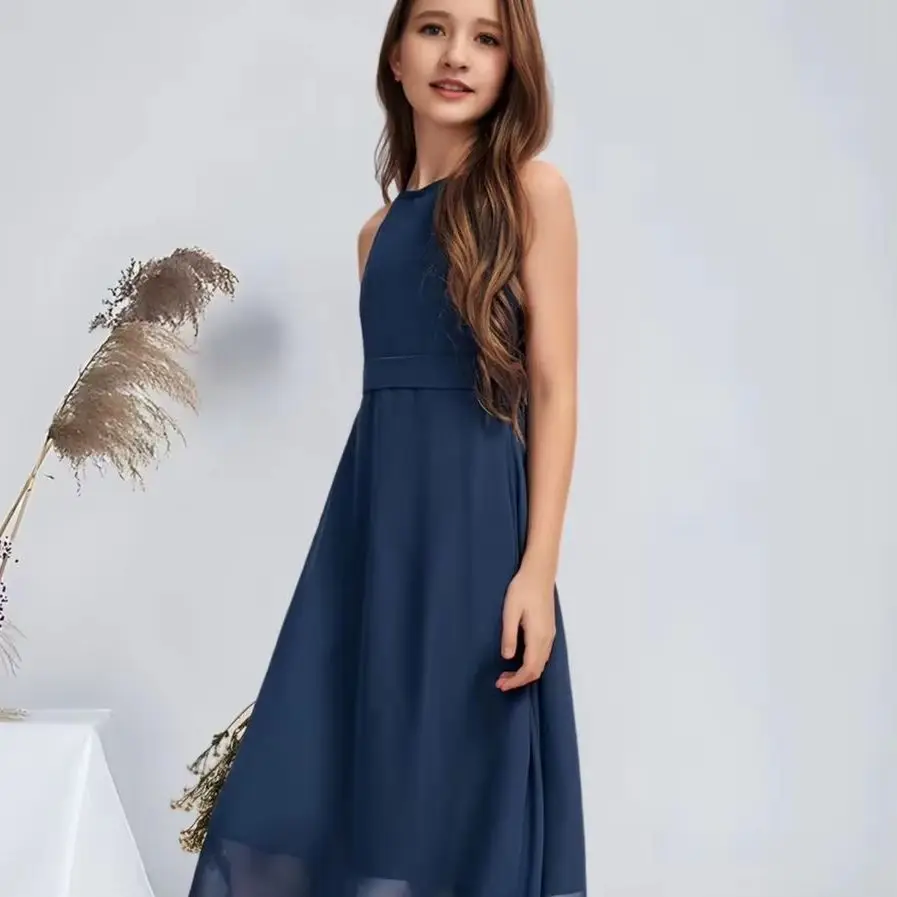 WWA A-line Halter Floor-Length Chiffon Junior Bridesmaid Dress With Pleated Silver Flower Girl Dress Wedding Party Dresses Teens
WWA A-line Halter Floor-Length Chiffon Junior Bridesmaid Dress With Pleated Silver Flower Girl Dress Wedding Party Dresses Teens