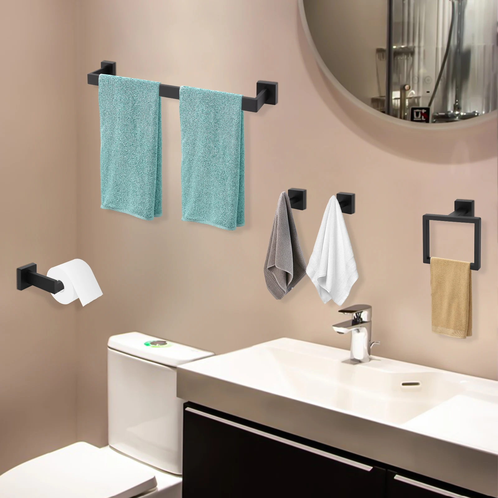 15PCS Bath Towel Bar Set Black Stainless Steel Towel Rack Set Bathroom Accessories Set for Bathroom Wall Mounted
15PCS Bath Towel Bar Set Black Stainless Steel Towel Rack Set Bathroom Accessories Set for Bathroom Wall Mounted