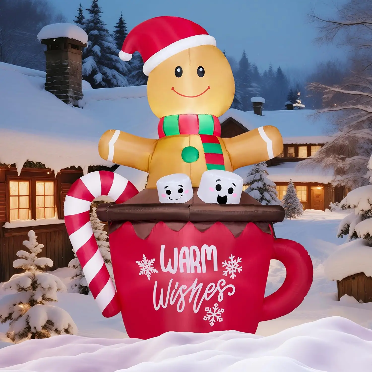 JOYFY 6 FT Tall Christmas Inflatable Gingerbread Man in Hot Cocoa Mug with Build-in LEDs for Xmas Party Outdoor Garden Decor
JOYFY 6 FT Tall Christmas Inflatable Gingerbread Man in Hot Cocoa Mug with Build-in LEDs for Xmas Party Outdoor Garden Decor
