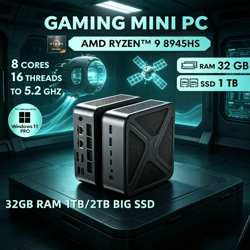Ultra Clear 8K GH8 Mini PC AMD R9 8945HS Win11 Pro Dual DDR5 WiFi6 BT5.2 HDMI2.1 Dual M.2 NVMe Host
Ultra Clear 8K GH8 Mini PC AMD R9 8945HS Win11 Pro Dual DDR5 WiFi6 BT5.2 HDMI2.1 Dual M.2 NVMe Host
