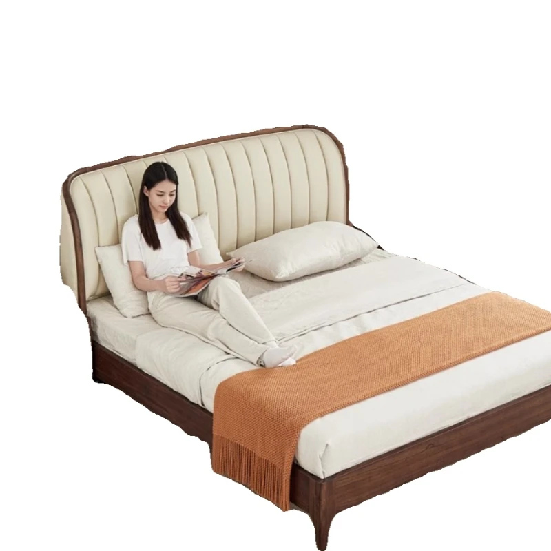 **Black walnut solid wood bed Modern simple leather soft backrest Master bedroom wedding bed Light luxury log 1.8 double bed
**Black walnut solid wood bed Modern simple leather soft backrest Master bedroom wedding bed Light luxury log 1.8 double bed