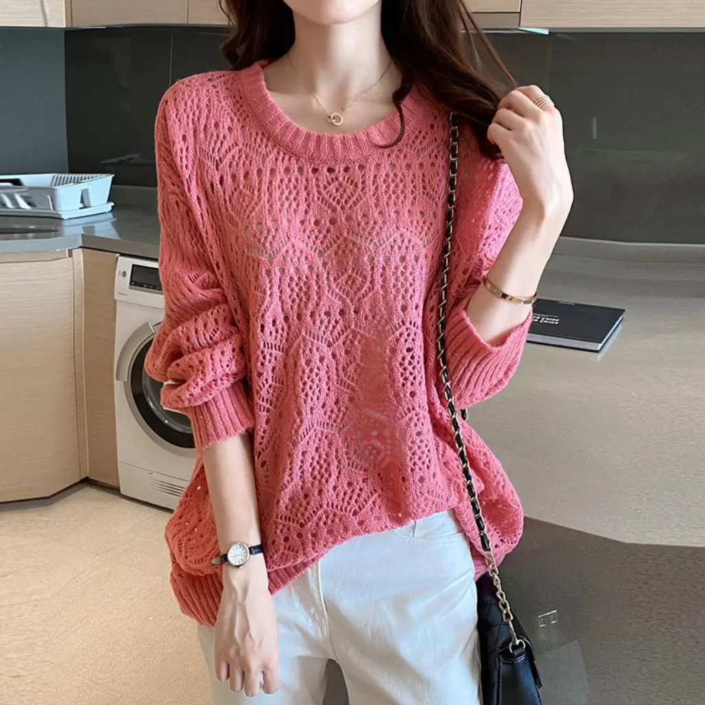 Women's Hollow-out Knitted Long-Sleeved Shirt Thin Loose Summer New Arrival Sun-Protective Sweater Outer Wear Blouse
Women's Hollow-out Knitted Long-Sleeved Shirt Thin Loose Summer New Arrival Sun-Protective Sweater Outer Wear Blouse