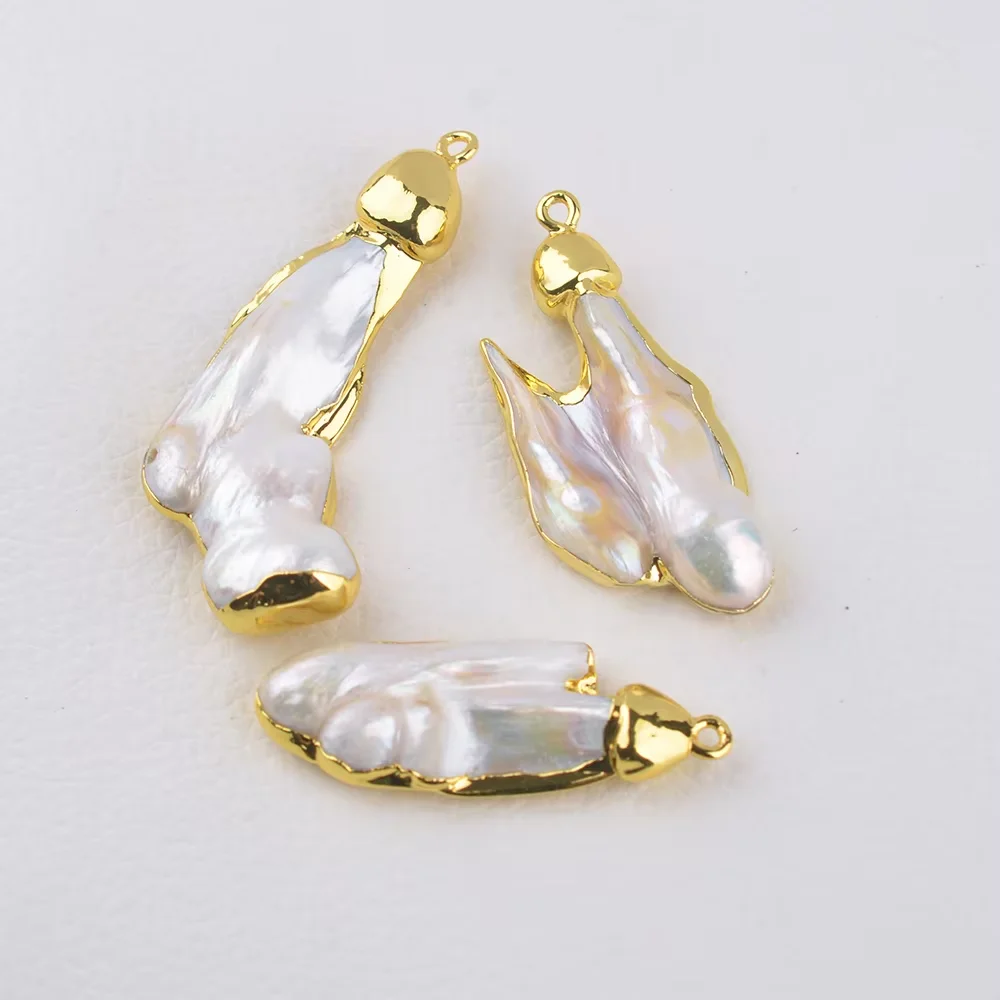 2PC Cultured White Baroque Keshi Pearl Pendant Gold Plated Beads Jewelry Making DIY
2PC Cultured White Baroque Keshi Pearl Pendant Gold Plated Beads Jewelry Making DIY