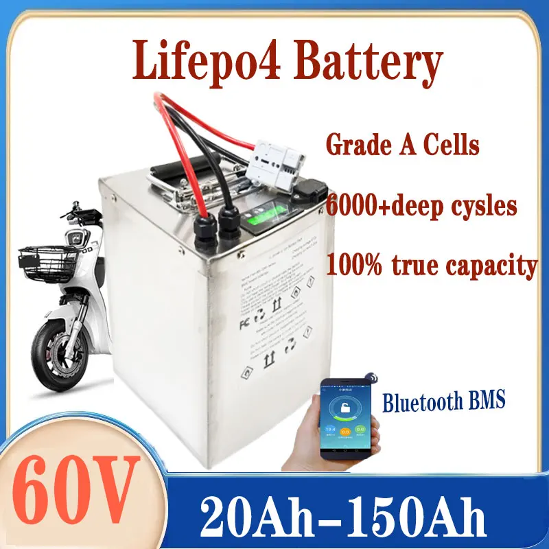 lifepo4 Lithium battery 100Ah 60V 60Ah 80Ah 30Ah 60V 40Ah 150Ah 120Ah with Bluetooth APP BMS for Scooter boat + charge
lifepo4 Lithium battery 100Ah 60V 60Ah 80Ah 30Ah 60V 40Ah 150Ah 120Ah with Bluetooth APP BMS for Scooter boat + charge