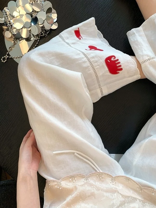 High-End Casual Wide Leg Pants Women's plus Size Lazy Slimming Pants High Waist Embroidered Hem Straight Cut Summer Trousers
High-End Casual Wide Leg Pants Women's plus Size Lazy Slimming Pants High Waist Embroidered Hem Straight Cut Summer Trousers