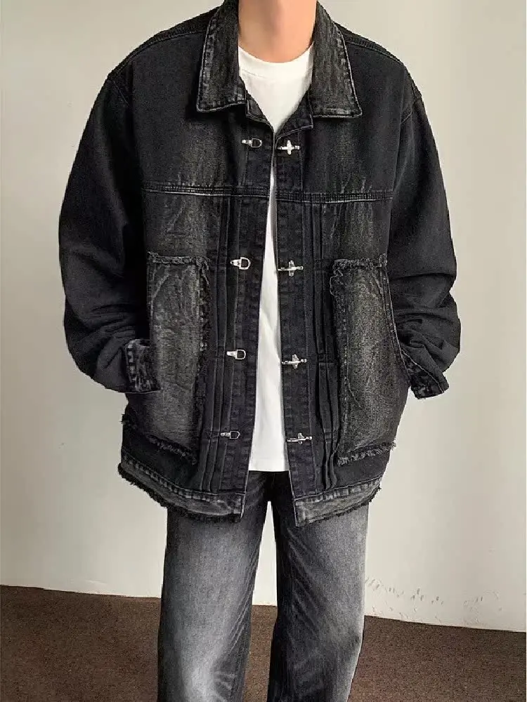 American Retro Waed Metal Bule Men's Denim Jaet Spring Autumn Trendy Design Casual Workwear Long Sve Outerwear
American Retro Waed Metal Bule Men's Denim Jaet Spring Autumn Trendy Design Casual Workwear Long Sve Outerwear