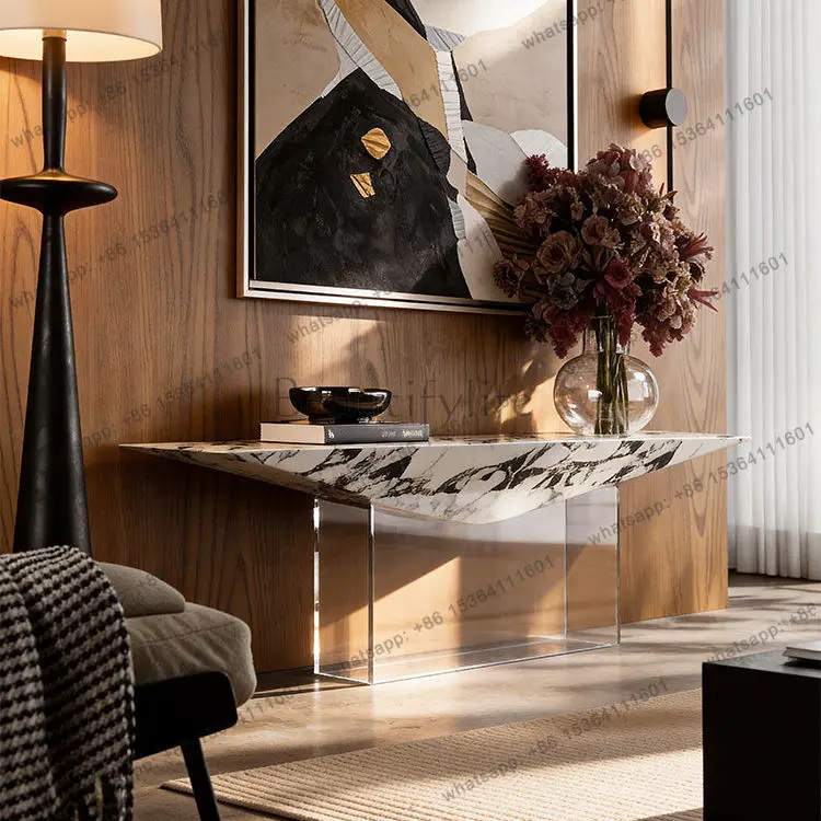 Italian light luxury style wall entrance table corridor acrylic rock slab suspension desk
Italian light luxury style wall entrance table corridor acrylic rock slab suspension desk
