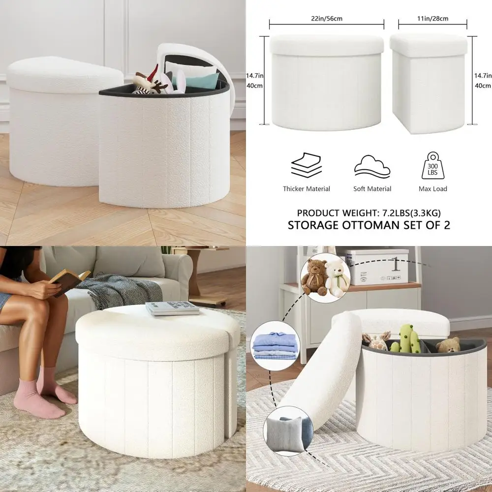 Dual-Purpose White Ottoman with Storage and Two Collapsible Footrests, Serving as a Multifunctional Coffee Table
Dual-Purpose White Ottoman with Storage and Two Collapsible Footrests, Serving as a Multifunctional Coffee Table
