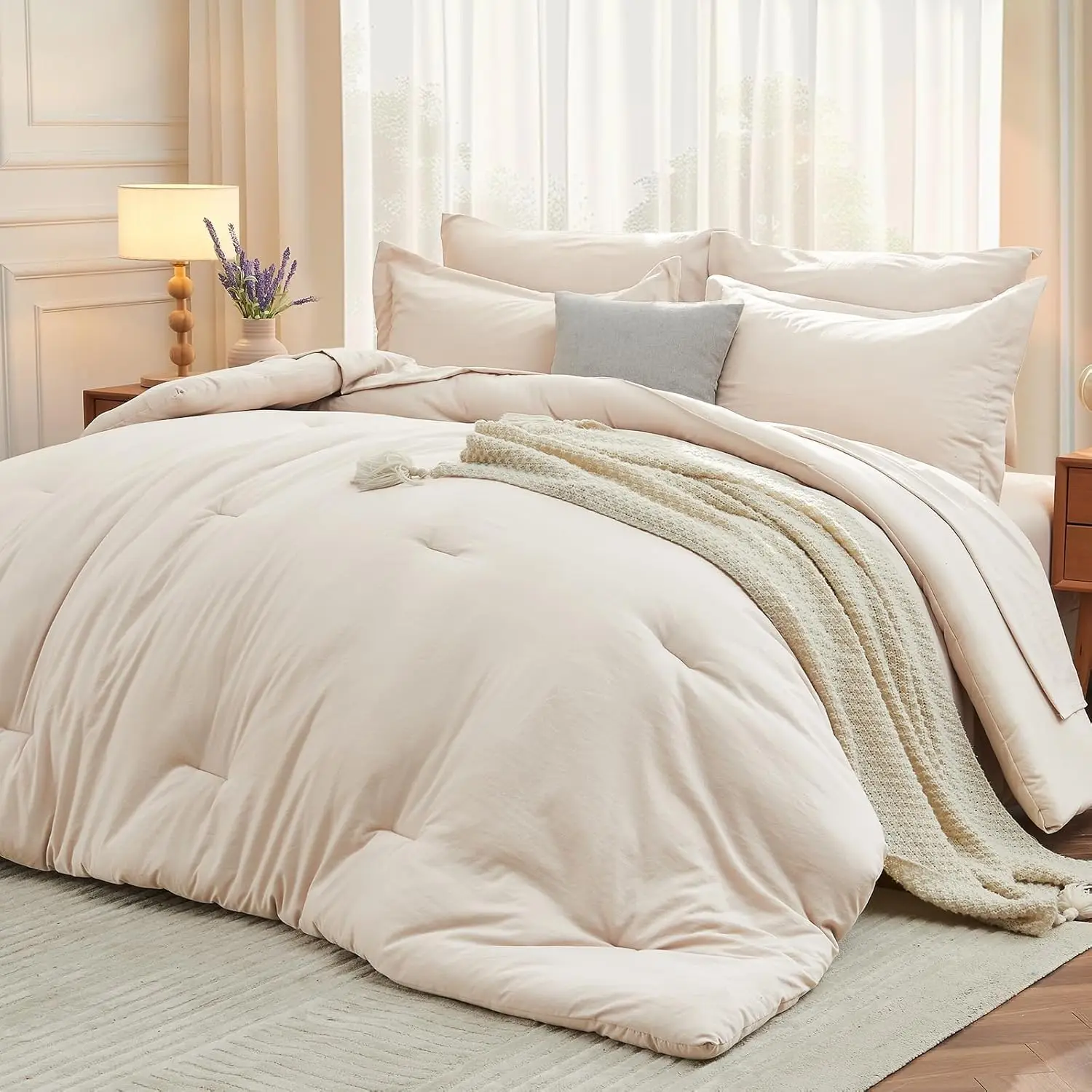 Комплект постельного белья King Size из 7 предметов, мягкий всесезонный комплект с наполнителем из искусственного пуха, бежевый
Комплект постельного белья King Size из 7 предметов, мягкий всесезонный комплект с наполнителем из искусственного пуха, бежевый