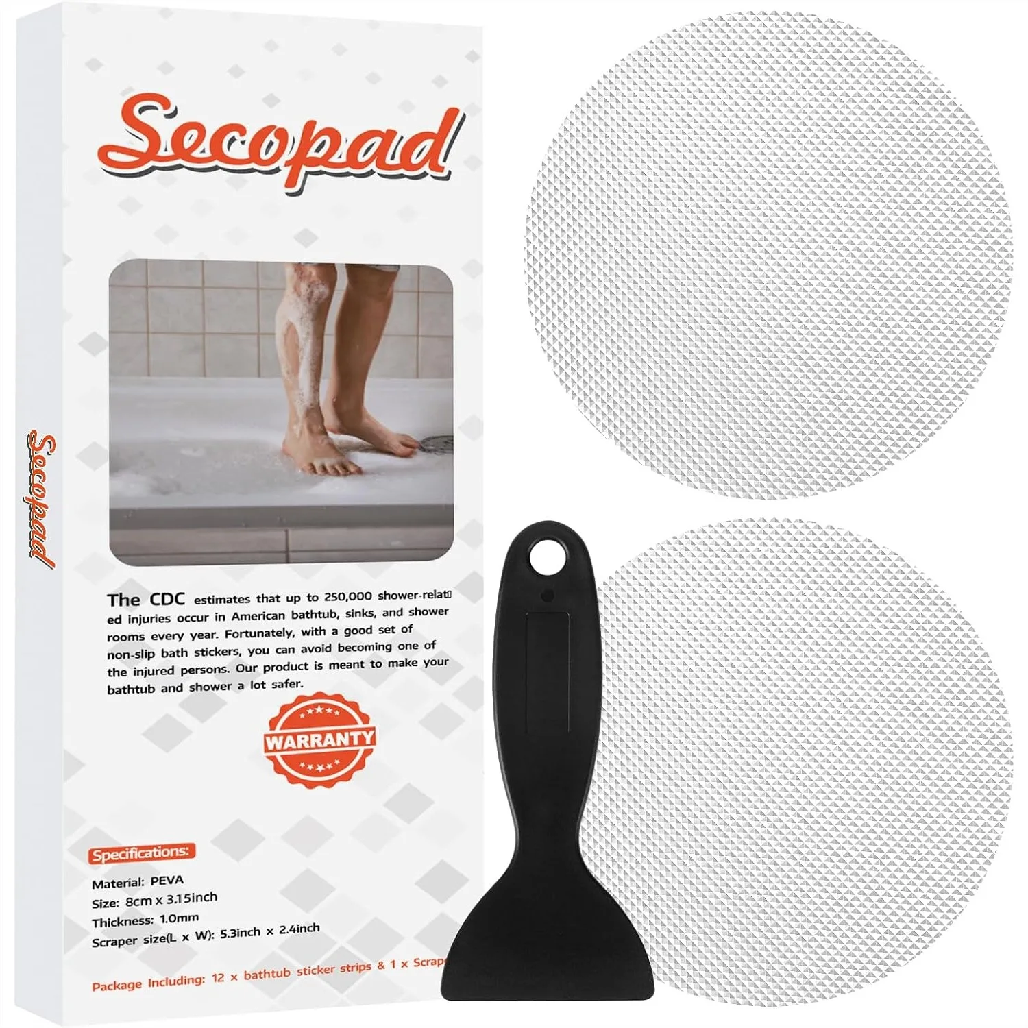 Non-Slip Bathtub Stickers for Shower Floor, Strong Anti-Slip Stickers with Scraper, 12 PCS Clear, Safe for Kids Adults Seniors
Non-Slip Bathtub Stickers for Shower Floor, Strong Anti-Slip Stickers with Scraper, 12 PCS Clear, Safe for Kids Adults Seniors