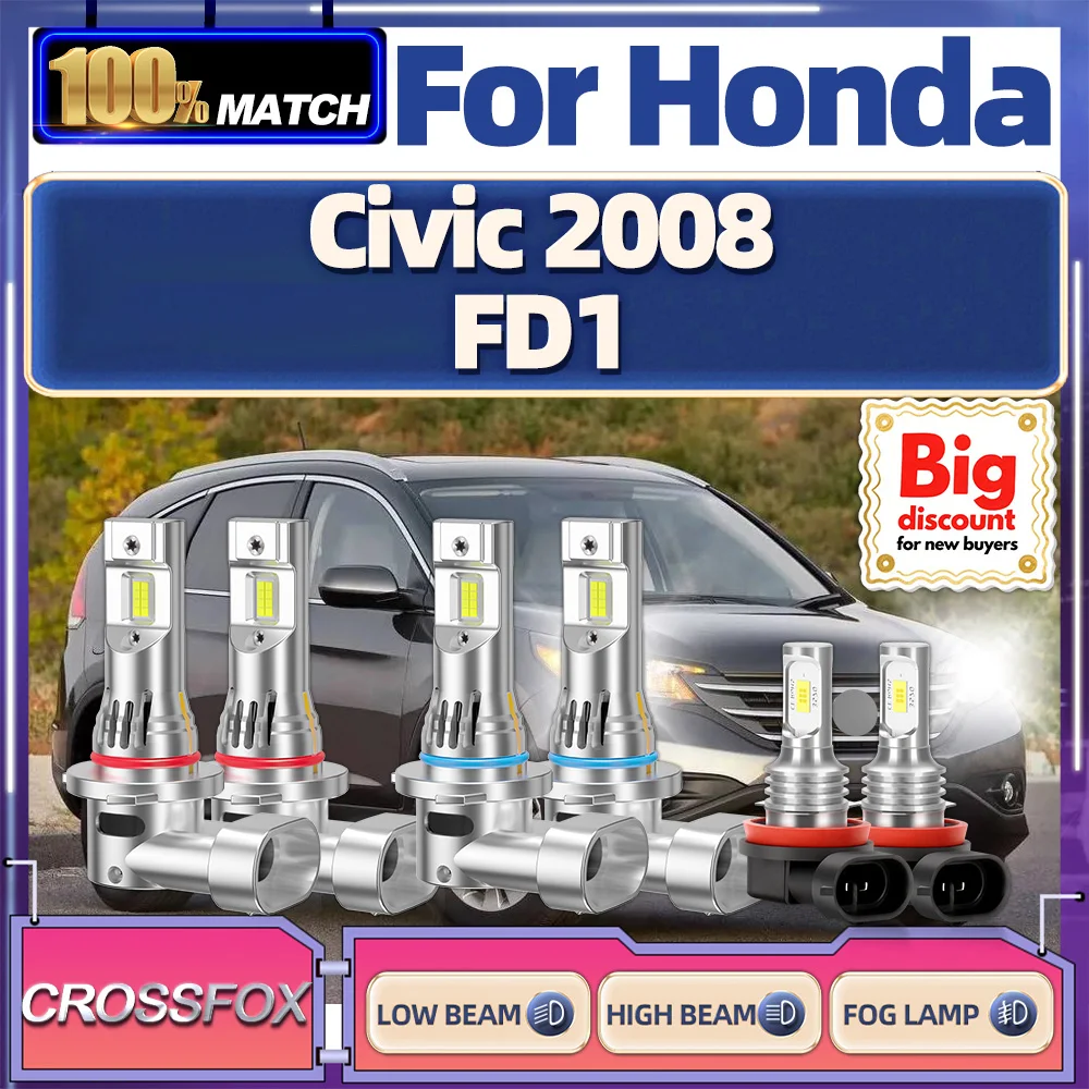 CROSSFOX Canbus LED Headlight Bulbs Super Bright 250W Hi/Lo Headlamp Ampoules Plug And Play Fog Light For Honda Civic 2008 FD1
CROSSFOX Canbus LED Headlight Bulbs Super Bright 250W Hi/Lo Headlamp Ampoules Plug And Play Fog Light For Honda Civic 2008 FD1