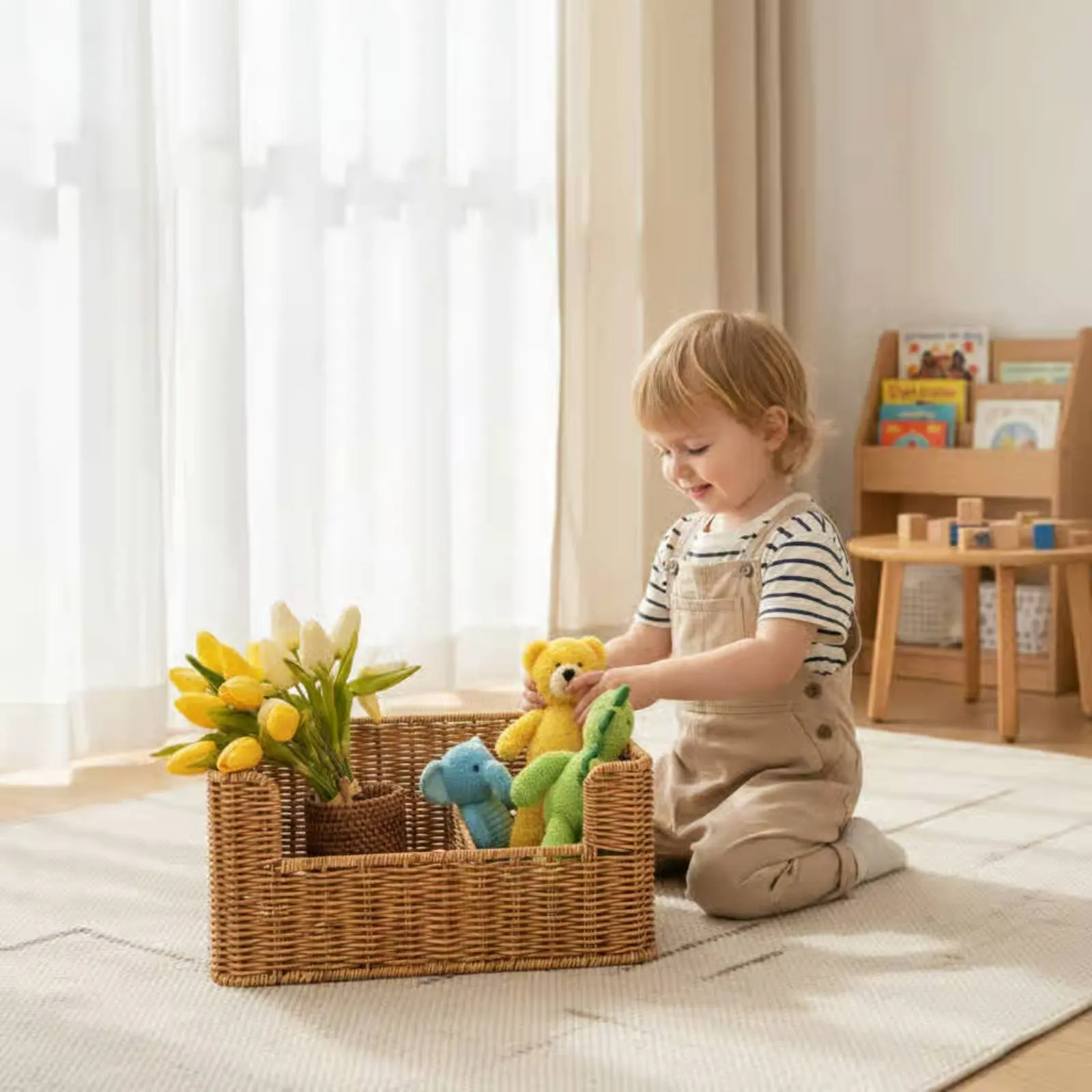 Woven Storage Bin Rattan Look Desktop Organizer Basket Wicker Basket Rectangular for Living Room
Woven Storage Bin Rattan Look Desktop Organizer Basket Wicker Basket Rectangular for Living Room