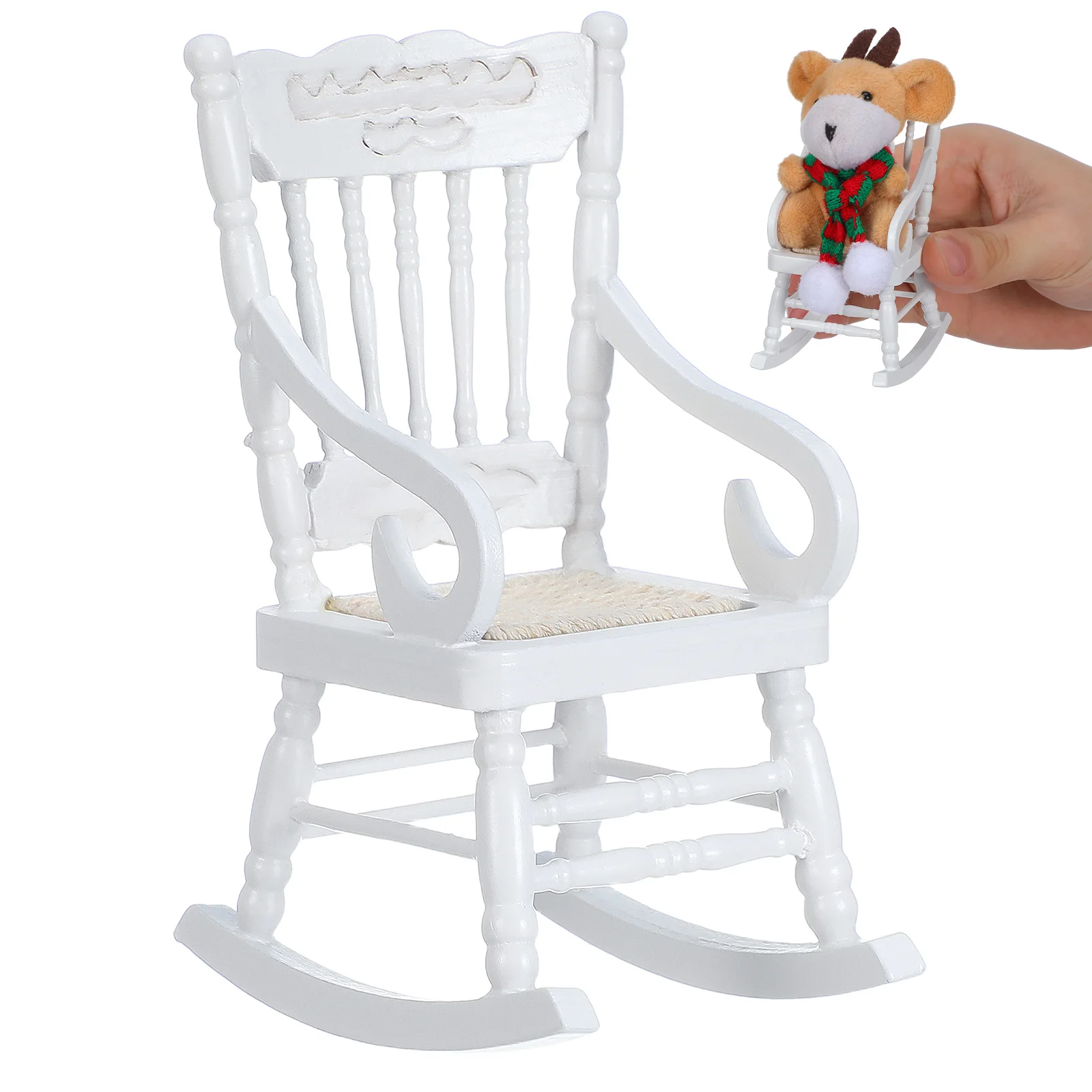 Tiny Rocking Chair 1 12 Proportion White Wood and Rope Build Exquisite Miniature Living Room Decor 105x65x5cm Furniture
Tiny Rocking Chair 1 12 Proportion White Wood and Rope Build Exquisite Miniature Living Room Decor 105x65x5cm Furniture