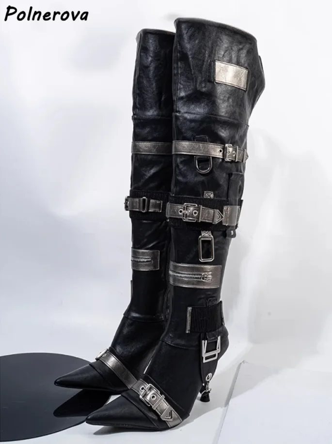 Black Silvery Over The Knee Boots Pointy Toe Buckle Belt Dark Punk Y2K Thin Heels Shoes Women's Sexy Fashion Winter Boots 2025
Black Silvery Over The Knee Boots Pointy Toe Buckle Belt Dark Punk Y2K Thin Heels Shoes Women's Sexy Fashion Winter Boots 2025