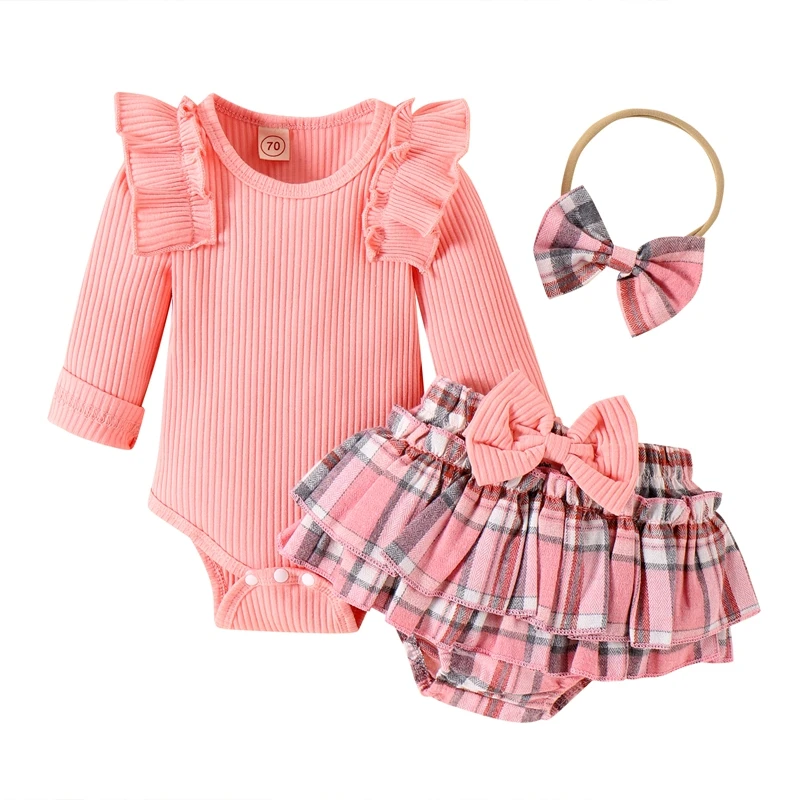 Newborn Baby Girl Romper Set Cute Long Sleeve Romper + Plaid Shorts with Headband 3Pcs Baby Girl Outfit Set Spring Casual Outfit
Newborn Baby Girl Romper Set Cute Long Sleeve Romper + Plaid Shorts with Headband 3Pcs Baby Girl Outfit Set Spring Casual Outfit