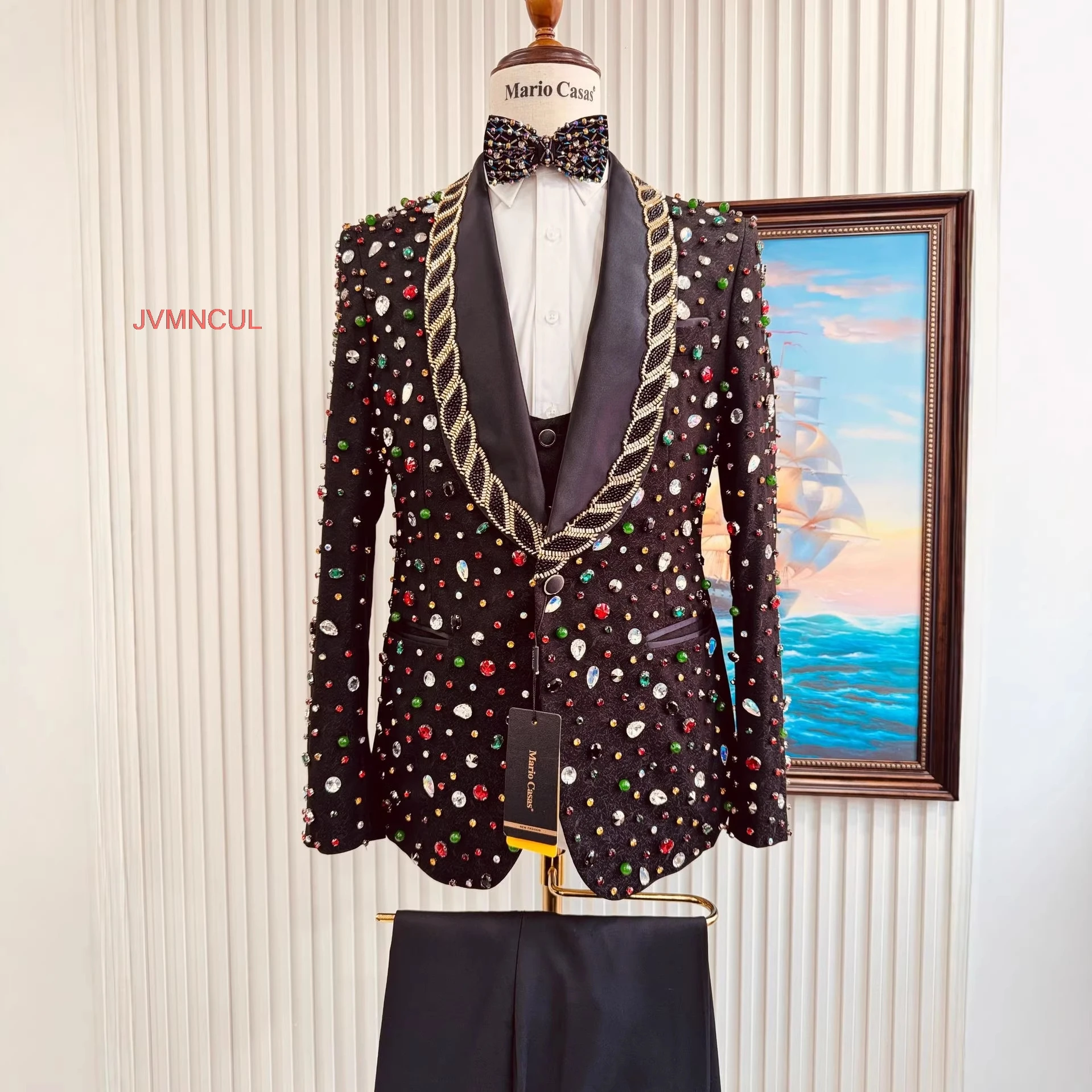 Men Party Suit Star Pattern 3 Piece Slim Fit Blazer Vest Pants Wedding Groom Formal Party Banquet Stage Performance Outfit Set
Men Party Suit Star Pattern 3 Piece Slim Fit Blazer Vest Pants Wedding Groom Formal Party Banquet Stage Performance Outfit Set