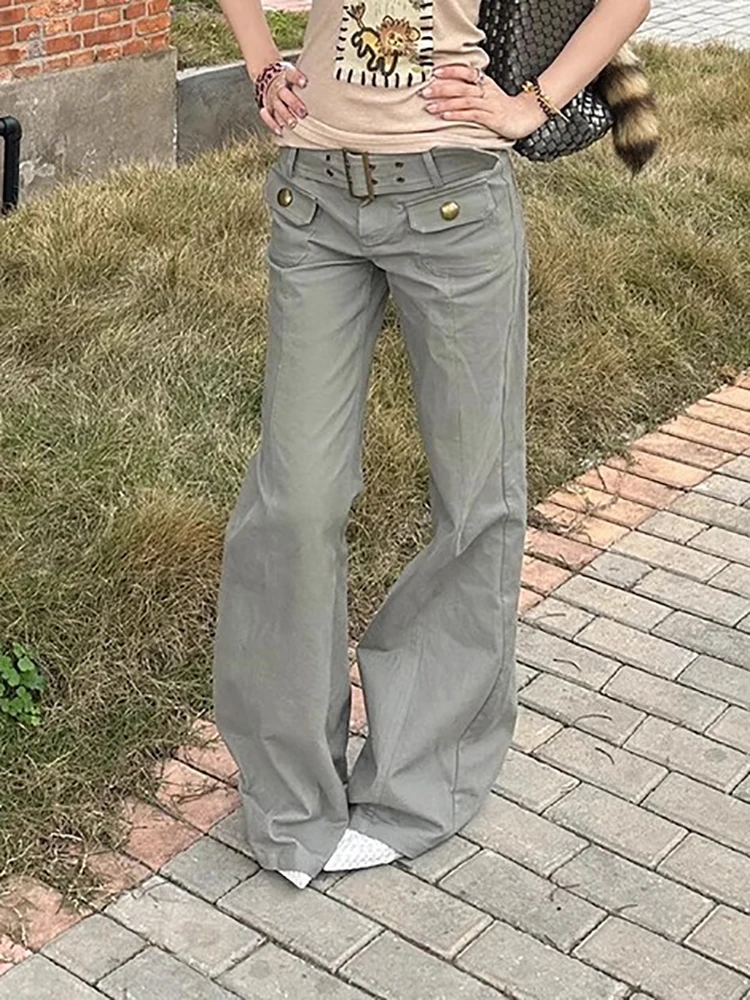 Slim Fit Simple Flared Pants for Women High Fashion Causal England Style Y2K Street Work Low-waisted Pants Classical Clothing 
Slim Fit Simple Flared Pants for Women High Fashion Causal England Style Y2K Street Work Low-waisted Pants Classical Clothing