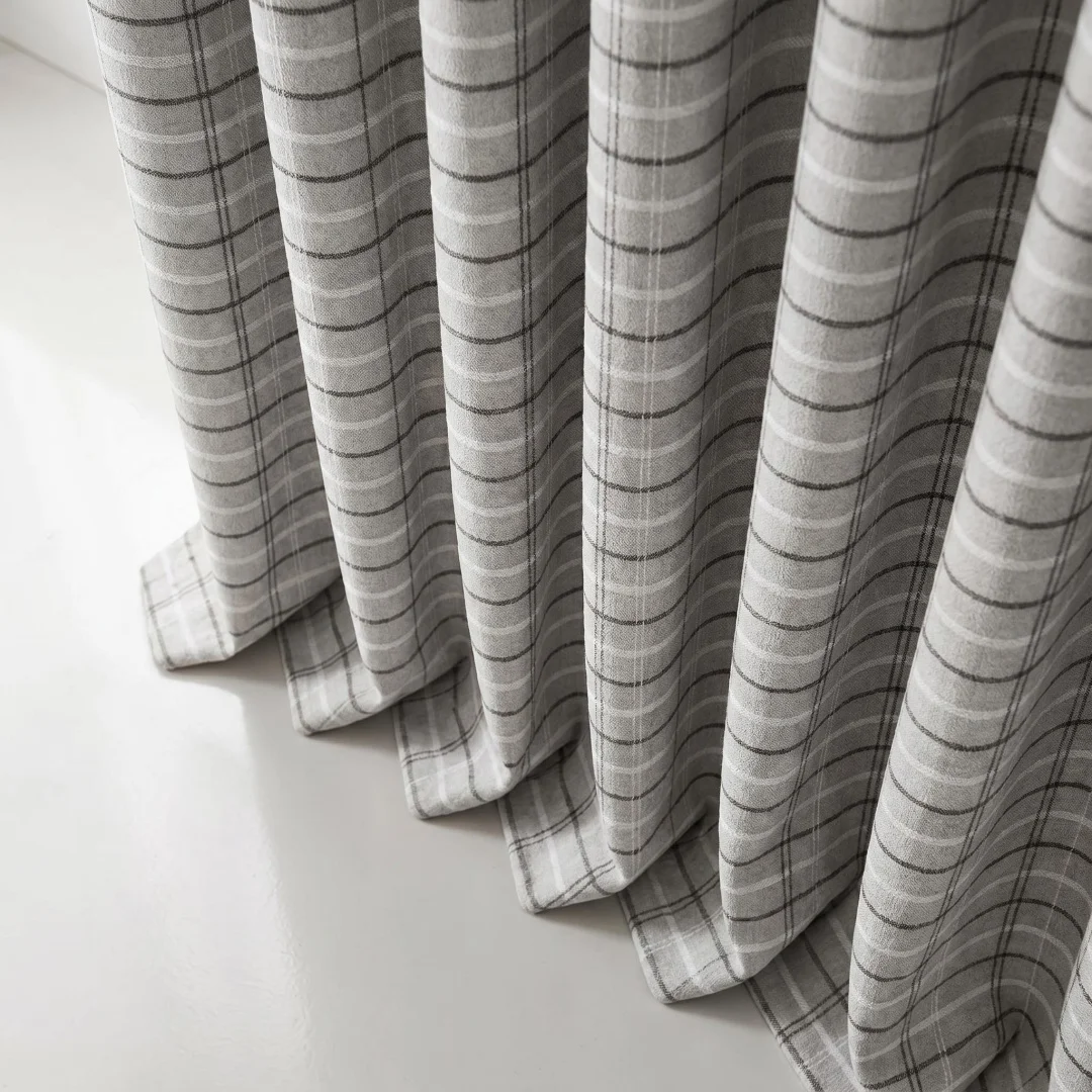 Japanese retro light gray fine plaid curtains Living room bedroom shading linen texture striped plaid floor curtain
Japanese retro light gray fine plaid curtains Living room bedroom shading linen texture striped plaid floor curtain