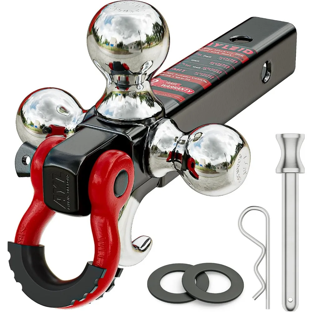 Tri-Ball Trailer Hitch Mount with Hook, Pin & Rotatable Tow Shackle for 2-in Receiver, Fits 1-7/8-in to 2-5/16-in Balls
Tri-Ball Trailer Hitch Mount with Hook, Pin & Rotatable Tow Shackle for 2-in Receiver, Fits 1-7/8-in to 2-5/16-in Balls