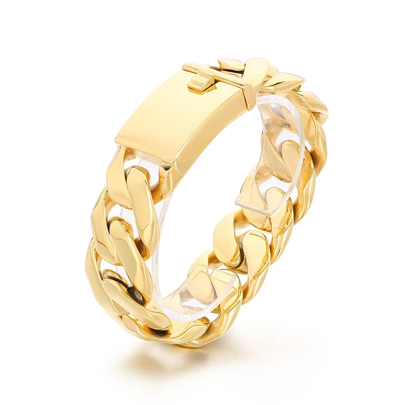 Mens Cool Gifts Golden Stainless Steel Biker Miami Cuban Chain Bracelet Chunky 24mm 8.66' 
Mens Cool Gifts Golden Stainless Steel Biker Miami Cuban Chain Bracelet Chunky 24mm 8.66'