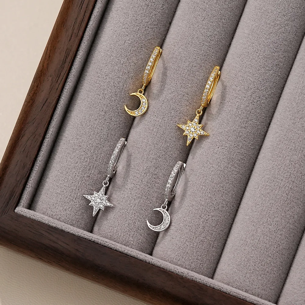 Euro Luxury S925 Earrings - Moon-Star Asymmetric Hoops, Unique Versatile Jewelry
Euro Luxury S925 Earrings - Moon-Star Asymmetric Hoops, Unique Versatile Jewelry