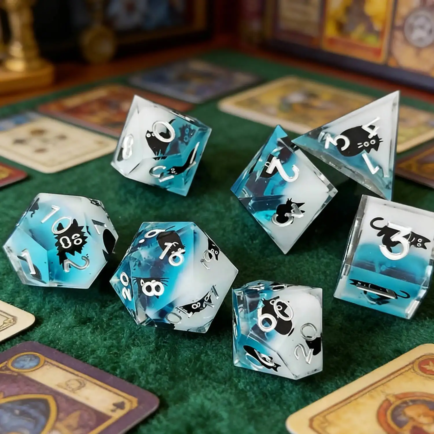 Blue White Shadow Cat Dice Handmade Resin TTRPG Gift, Cute Kitten Cats Flower Dices set Butterfly Dices D&D RPG Resin dice
Blue White Shadow Cat Dice Handmade Resin TTRPG Gift, Cute Kitten Cats Flower Dices set Butterfly Dices D&D RPG Resin dice