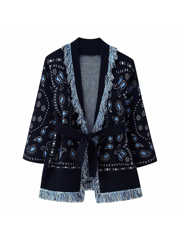 Women Tassel Patchwork Cardigan Chic Printed V-neck Long Sleeve Loose Outerwears Fashion Daily Commute Street Sweaters
Women Tassel Patchwork Cardigan Chic Printed V-neck Long Sleeve Loose Outerwears Fashion Daily Commute Street Sweaters