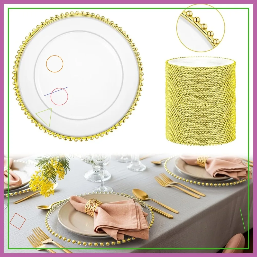 50 шт. прозрачные золотые тарелки для зарядного устройства с бисером, 13-дюймовые акриловые тарелки для украшения свадебной вечеринки и ужина
50 шт. прозрачные золотые тарелки для зарядного устройства с бисером, 13-дюймовые акриловые тарелки для украшения свадебной вечеринки и ужина