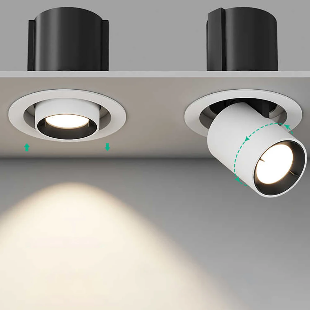 Stretch rotation can be freely adjusted dimmable LED COB spotlights embedded telescopic rotation 360° Downlights AC85-265V
Stretch rotation can be freely adjusted dimmable LED COB spotlights embedded telescopic rotation 360° Downlights AC85-265V