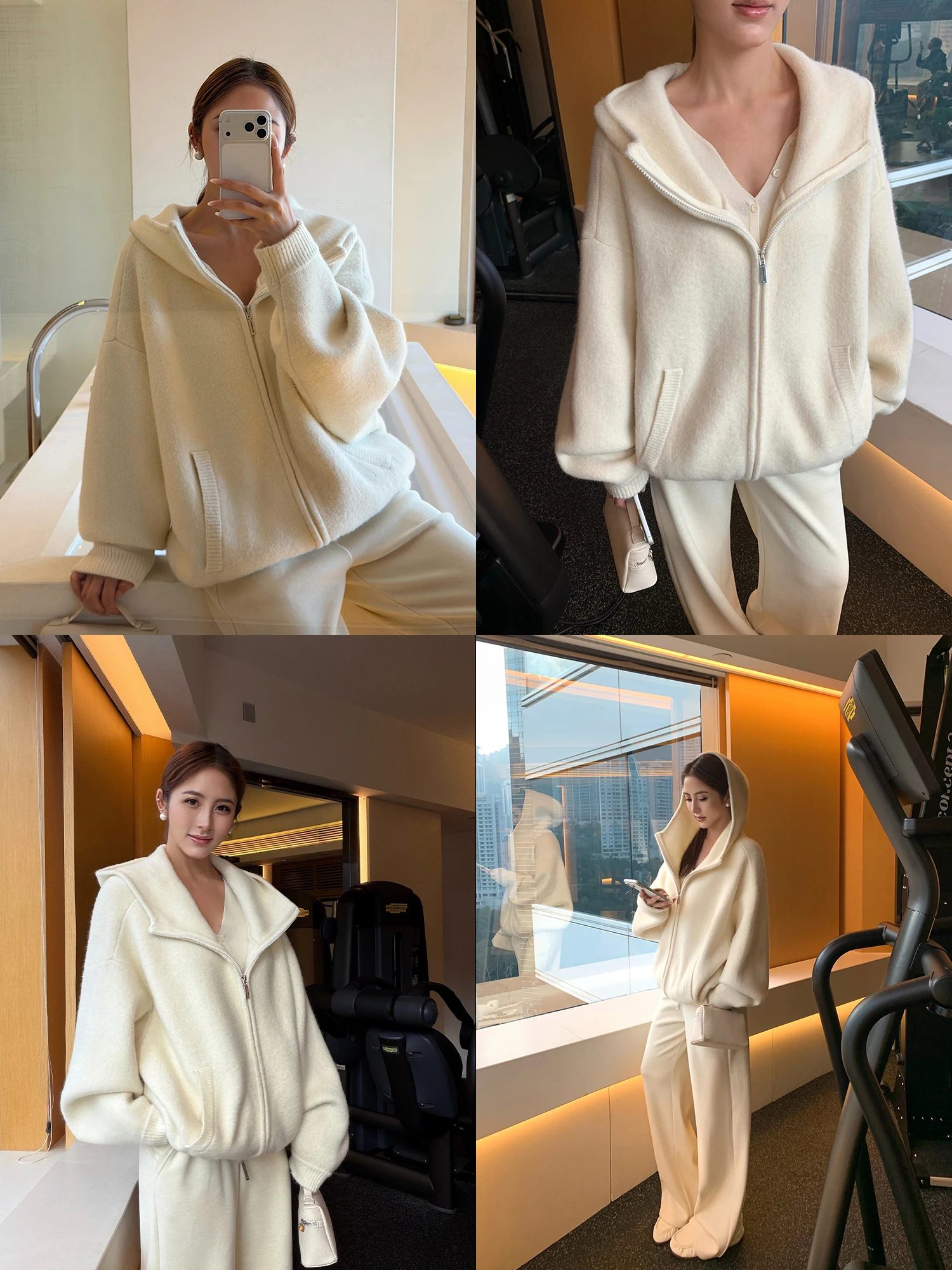 NEVA HU Lazy Girl ey Hoodie Jaet Women Soft Snug Double Zipper Knitwear Open Cardigan Long Sve Casual Winter Outerwear
NEVA HU Lazy Girl ey Hoodie Jaet Women Soft Snug Double Zipper Knitwear Open Cardigan Long Sve Casual Winter Outerwear