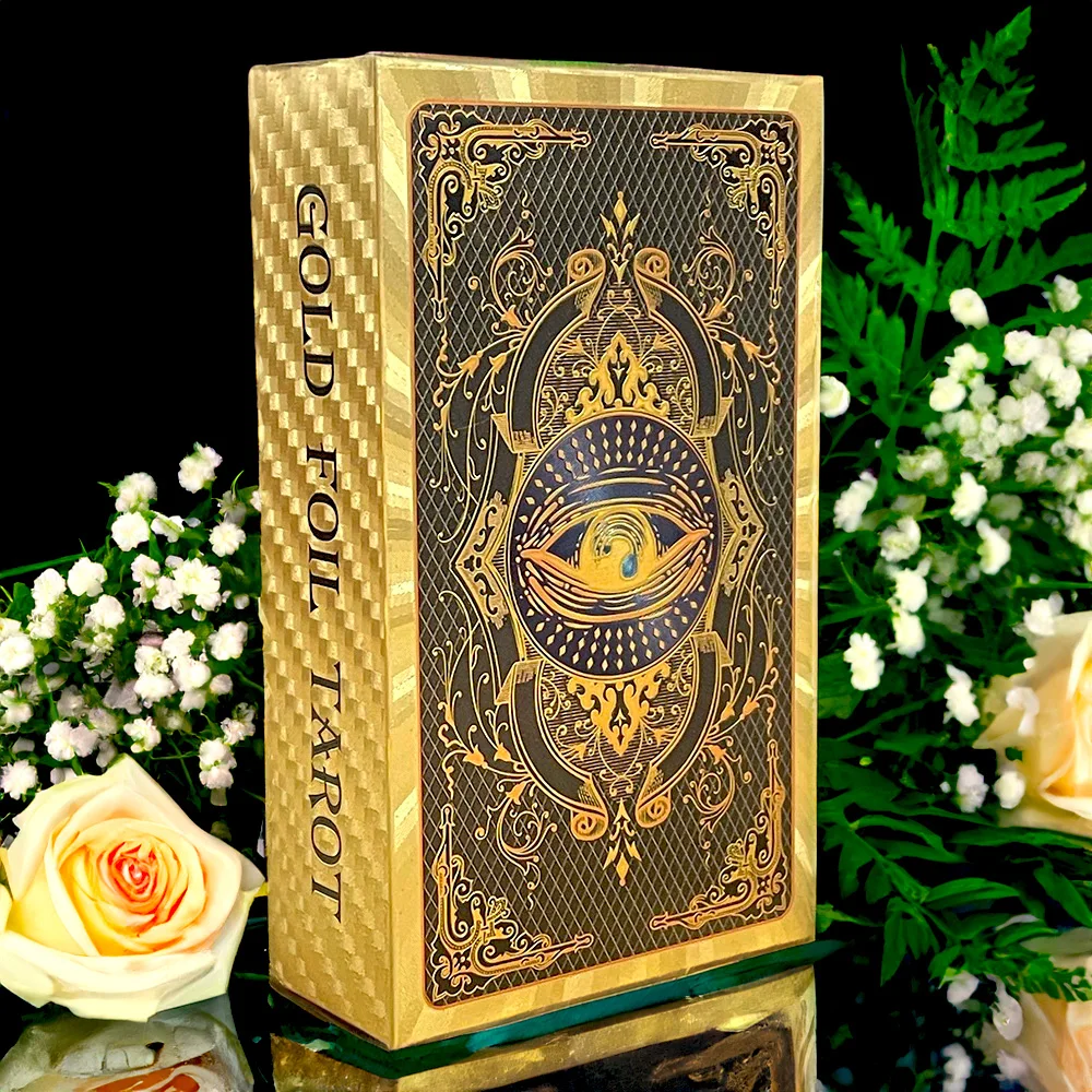 Spanish English Gold Tarot Waterproof with Two Guides 12x7cm High Quality Love Career Divination Runes
Spanish English Gold Tarot Waterproof with Two Guides 12x7cm High Quality Love Career Divination Runes