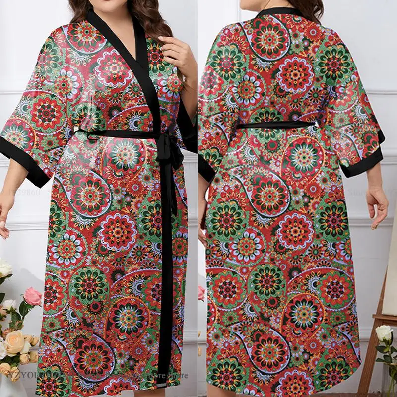 Oversize Female Long Robe Dress Negligee Bohemian Style Kimono Bathrobe Gown Homewear Spring Summer Loose Rayon Sleepwear
Oversize Female Long Robe Dress Negligee Bohemian Style Kimono Bathrobe Gown Homewear Spring Summer Loose Rayon Sleepwear