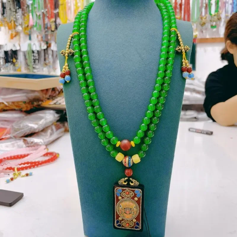 New Chinese Style Long Round Bead Beaded Tassel Necklace With Tibetan Tangka Pendant, Crossbody Chain, Sweater Chain Accessories
New Chinese Style Long Round Bead Beaded Tassel Necklace With Tibetan Tangka Pendant, Crossbody Chain, Sweater Chain Accessories