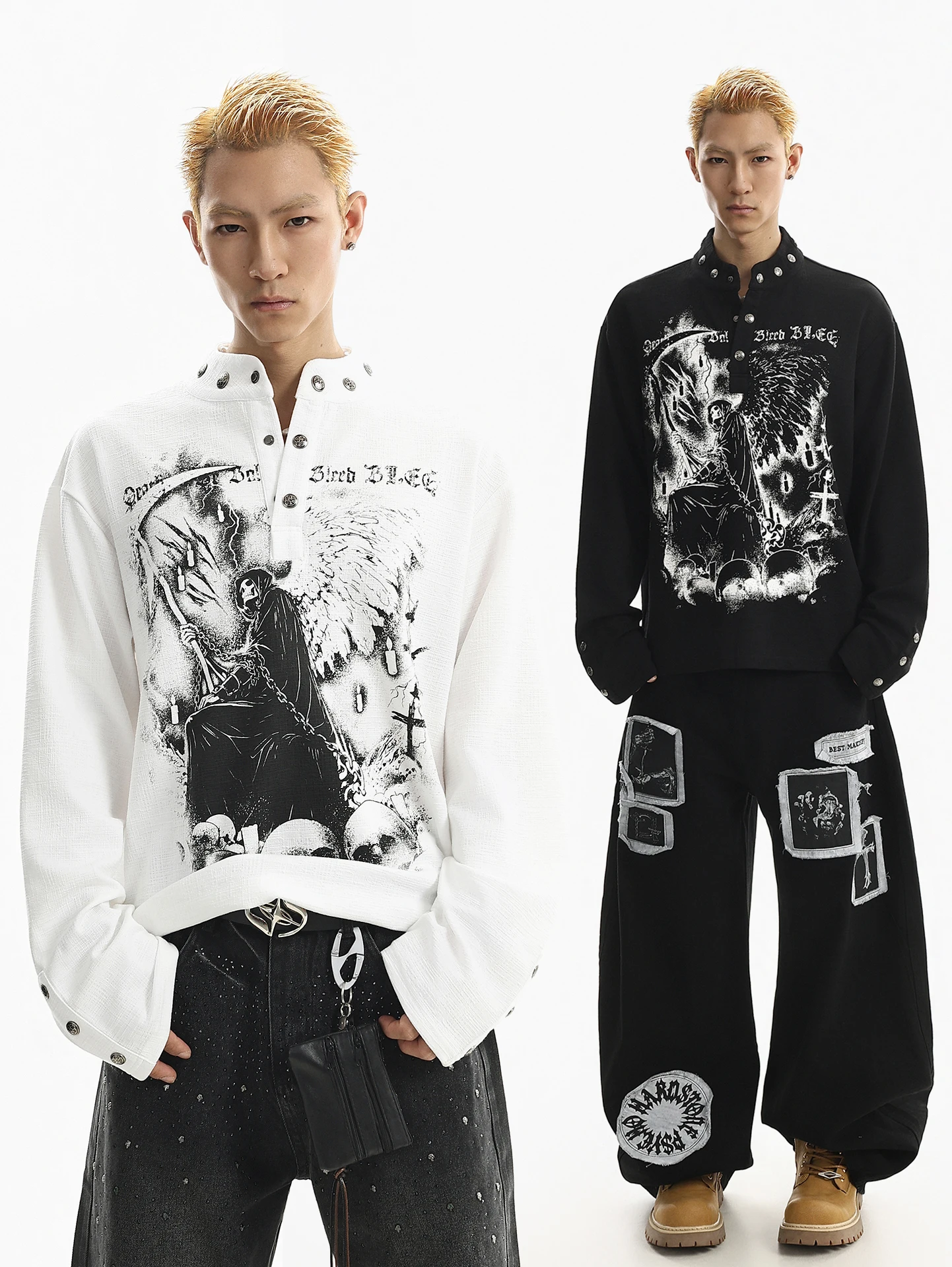 BETEBULE American Style Long Sleeve T-Shirt Men's Spring Loose Top Button Stand Collar Printed Punk Style Casual Wear
BETEBULE American Style Long Sleeve T-Shirt Men's Spring Loose Top Button Stand Collar Printed Punk Style Casual Wear