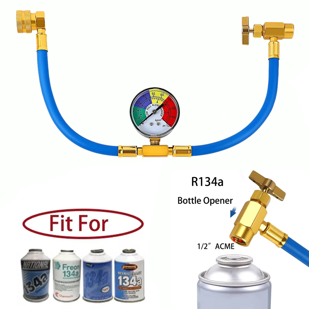 1/2 Thread for America & EU Car Air Conditioning AC R134A Refrigerant Recharge Measuring Hose with Gauge with Gauge Adapter
1/2 Thread for America & EU Car Air Conditioning AC R134A Refrigerant Recharge Measuring Hose with Gauge with Gauge Adapter