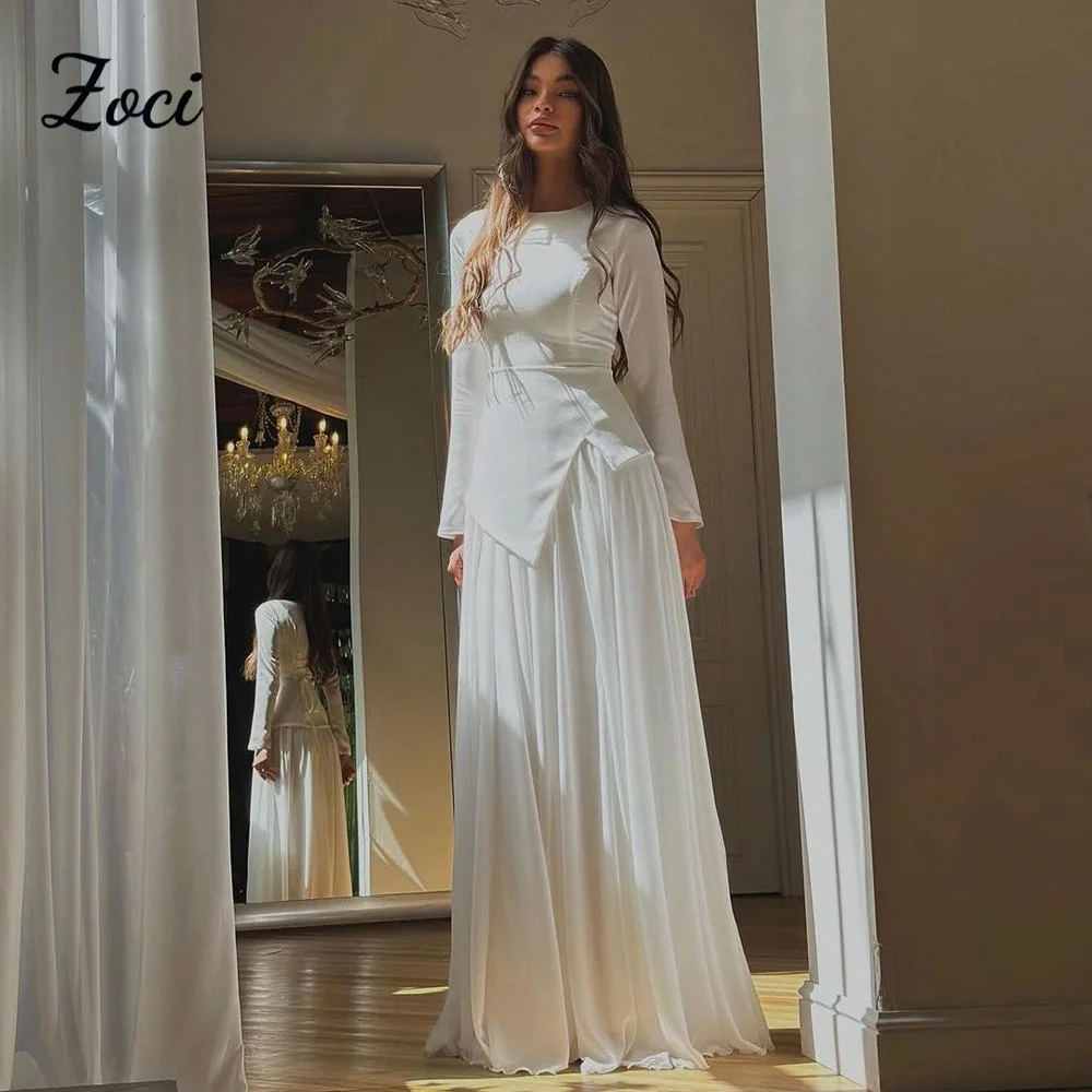 Zoci Customized O Neck Chiffon Prom Dresses Women Long Sleeves Special Party Gowns Modest Women Pleat Formal Wedding Engagement
Zoci Customized O Neck Chiffon Prom Dresses Women Long Sleeves Special Party Gowns Modest Women Pleat Formal Wedding Engagement