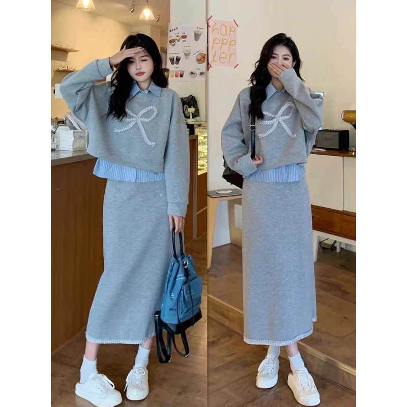 Women's Fashion Set Long Sleeve Sweatshirt High Waist Bodycon Skirt Two-Piece Set
Women's Fashion Set Long Sleeve Sweatshirt High Waist Bodycon Skirt Two-Piece Set