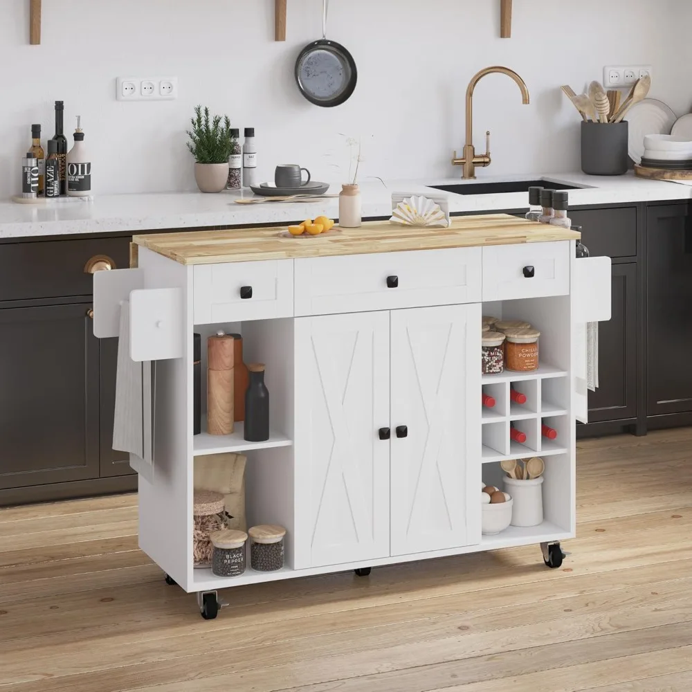 Kitchen Island with Storage, Rolling Kitchen Islands Cart with Solid Wood Countertop, Mobile Drop Leaf Kitchen Prep Table
Kitchen Island with Storage, Rolling Kitchen Islands Cart with Solid Wood Countertop, Mobile Drop Leaf Kitchen Prep Table