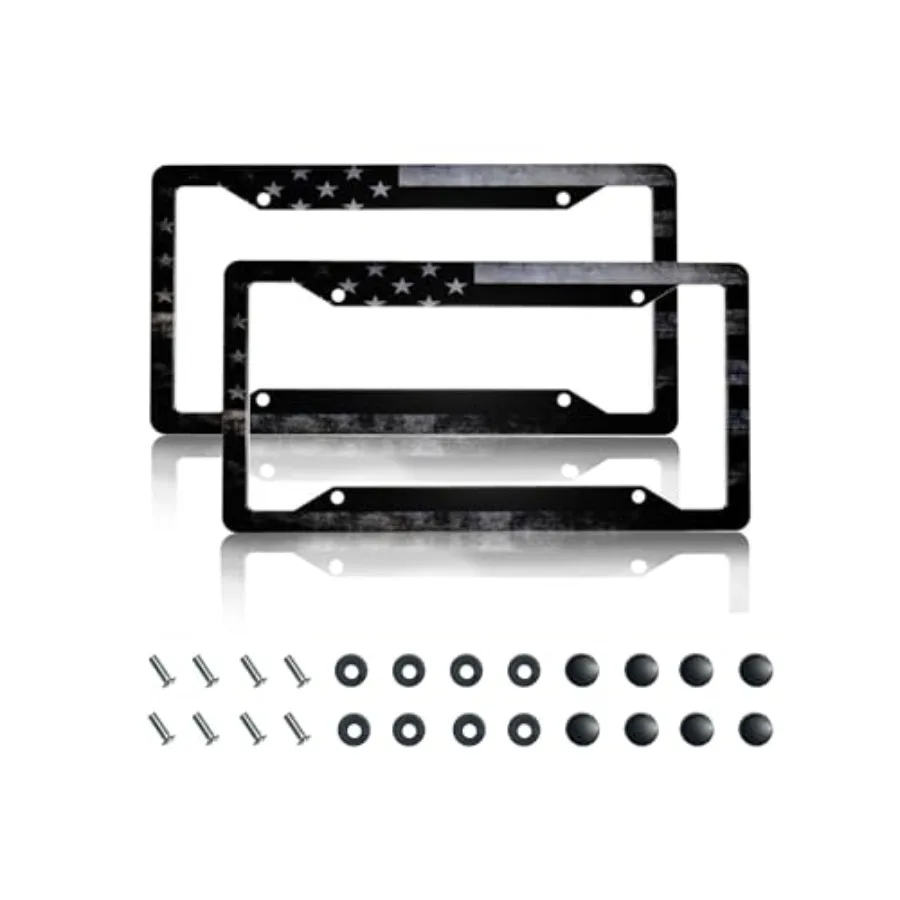 License Plate Frame 2 Pack Aluminum Metal Rust-Proof Front and Rear Car Tag Holder with 4 Holes, Universal Car Accessories with
License Plate Frame 2 Pack Aluminum Metal Rust-Proof Front and Rear Car Tag Holder with 4 Holes, Universal Car Accessories with
