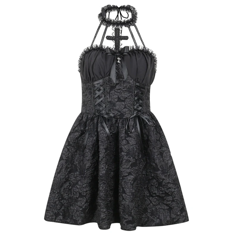 449B Gothic Sexy Dress Vintage Off Shoulder Dress Street Black Dress Female Personality Halter Corset Waist Fluffy Skirt
449B Gothic Sexy Dress Vintage Off Shoulder Dress Street Black Dress Female Personality Halter Corset Waist Fluffy Skirt