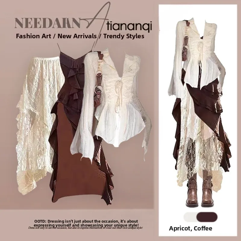 Spring 2026 Korean Design Sense Asymmetrical Top High Waist Slimming Half Skirt Three Piece Set Fashionable Women's Ensemble
Spring 2026 Korean Design Sense Asymmetrical Top High Waist Slimming Half Skirt Three Piece Set Fashionable Women's Ensemble
