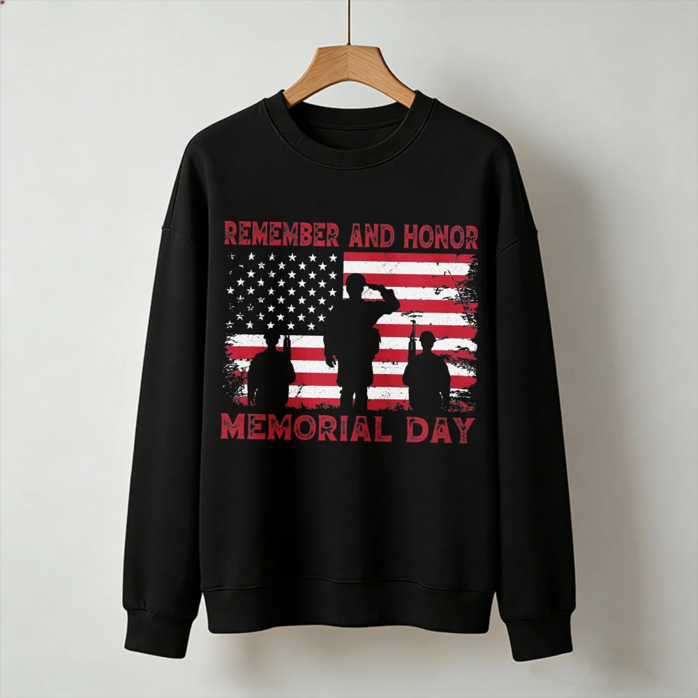 Remember and Honor Memorial Day Sweatshirt Men Women Crewneck Long Sleeve Pullover Patriotic Military Veteran Flag Gift Tops
Remember and Honor Memorial Day Sweatshirt Men Women Crewneck Long Sleeve Pullover Patriotic Military Veteran Flag Gift Tops