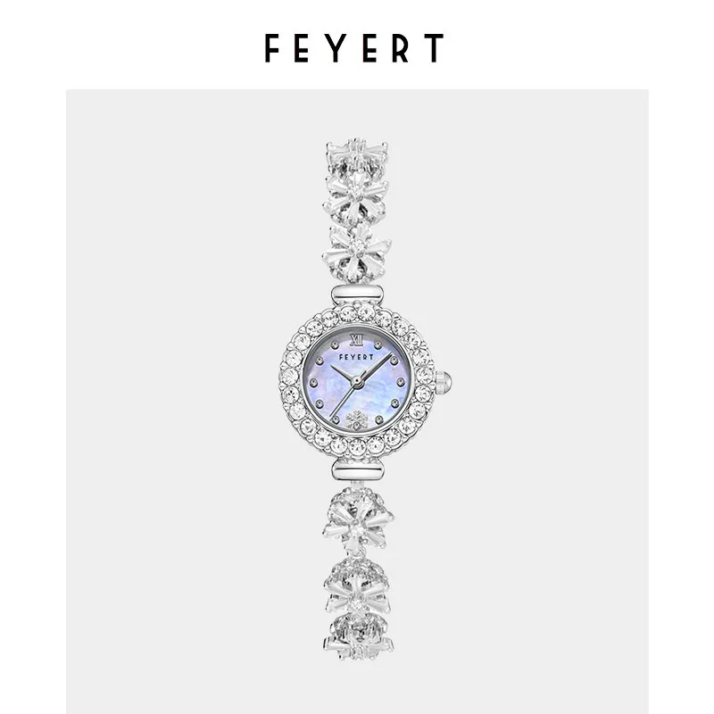 FEYERT Diamond Women's Watch with Pearl Dial Fashionable Quartz Movement Rotating Watch Chain Unique Steel Band Lady WristWatch
FEYERT Diamond Women's Watch with Pearl Dial Fashionable Quartz Movement Rotating Watch Chain Unique Steel Band Lady WristWatch