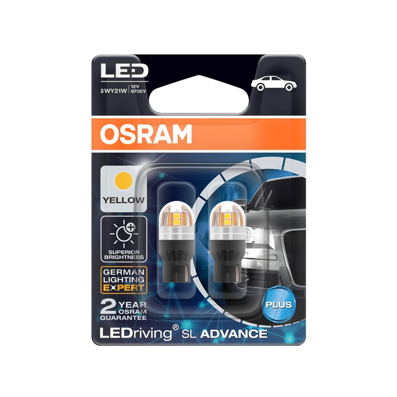 OSRAM T20 Upgrade LED Signal Light 9705Y_Yellow 12V 2.5W W3X16d LEDriving SL Advance LED Car Turn signal Interior lamp, pair
OSRAM T20 Upgrade LED Signal Light 9705Y_Yellow 12V 2.5W W3X16d LEDriving SL Advance LED Car Turn signal Interior lamp, pair