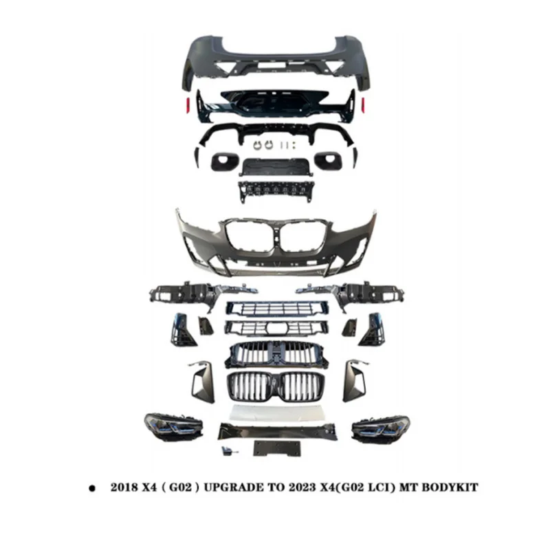 Подходит для BMW X4 G02, ранняя и поздняя модель 22, передние и задние бамперы, фары, боковые юбки, хвостовые трубы, полный комплект кузова
Подходит для BMW X4 G02, ранняя и поздняя модель 22, передние и задние бамперы, фары, боковые юбки, хвостовые трубы, полный комплект кузова