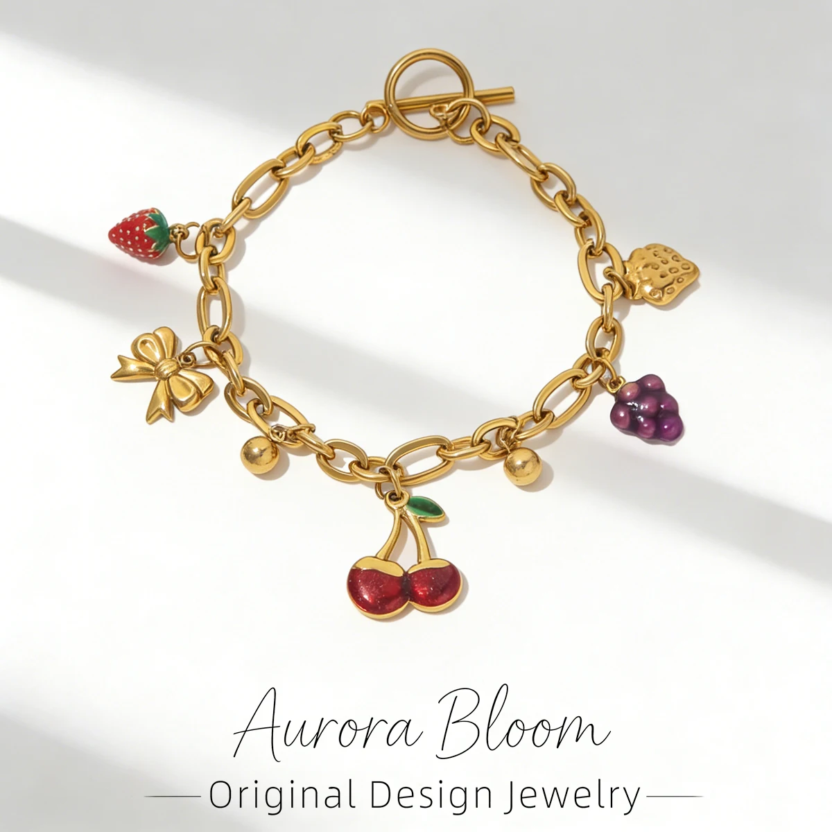 AURORA Trend Summer Enamel Cherry Pendant Bracelets For Women's Hand Bracelets Trend Stainless Steel Wrist Jewelry Decoration
AURORA Trend Summer Enamel Cherry Pendant Bracelets For Women's Hand Bracelets Trend Stainless Steel Wrist Jewelry Decoration