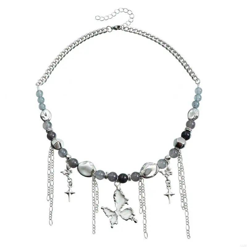 A52E Elegant Butterfly Stone Necklace Featuring Four Pointed Star Tassels Pendant Necklace Suitable for Fashion Women Present
A52E Elegant Butterfly Stone Necklace Featuring Four Pointed Star Tassels Pendant Necklace Suitable for Fashion Women Present