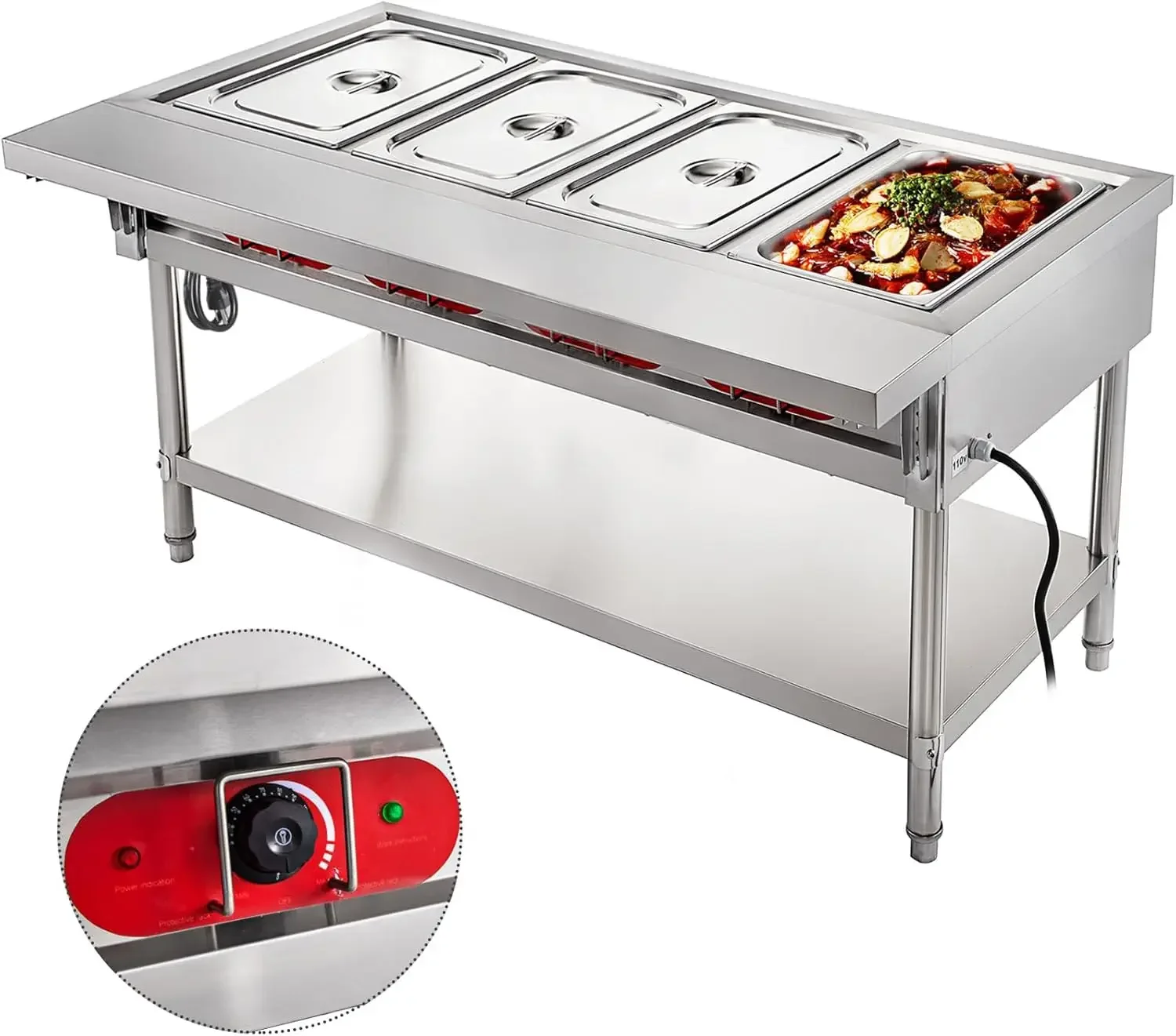 Steam Table Food Warmer 4 Pot Steam Table Food Warmer 18 Quart/Pan with Lids with 7 Inch Cutting Board Commercial Electric
Steam Table Food Warmer 4 Pot Steam Table Food Warmer 18 Quart/Pan with Lids with 7 Inch Cutting Board Commercial Electric
